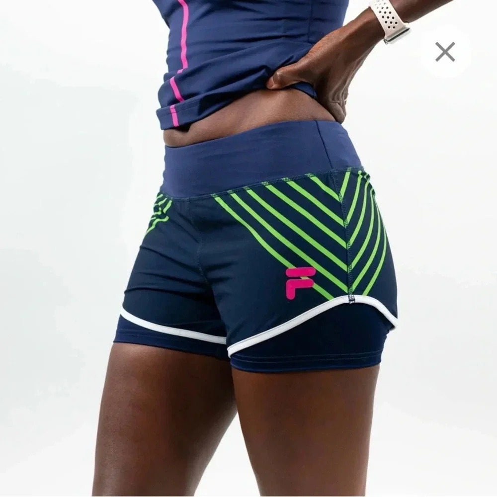 Fila Bevans women shorts Size Large Athletic Performance New Navy Green